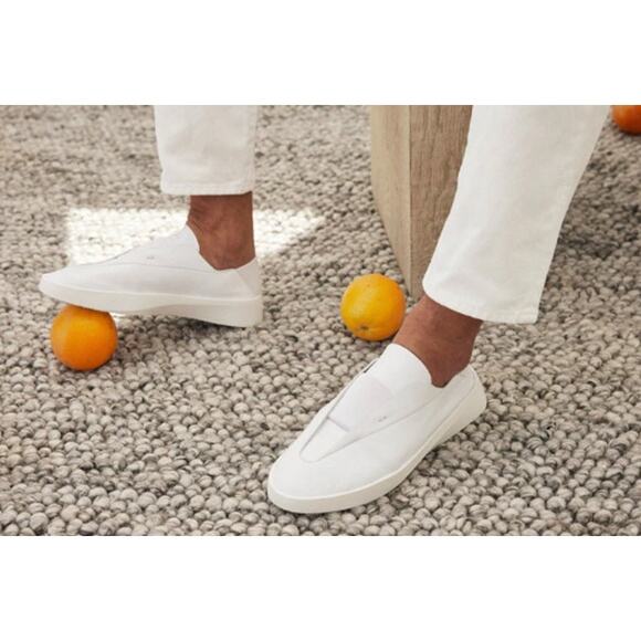 Wolf and Shepherd Women's Cruise Ace Slip-Ons White Italian Leather Size 8 NIB